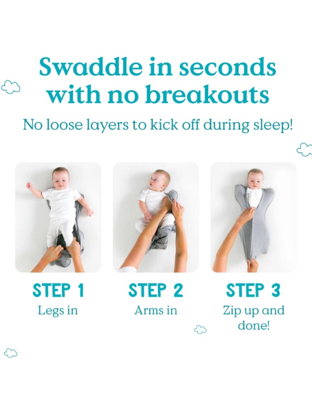 Love to Dream Swaddle Up Sleep Sacks Mint Stars and Pastel Rainbow Print Set- NB - Picture 9 of 13